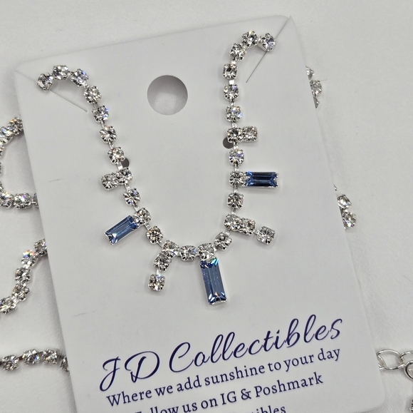 Swarovski Jewelry - Tennis Necklace Made with Swarovski Crystals Silver Lt Blue & Clear Crystals